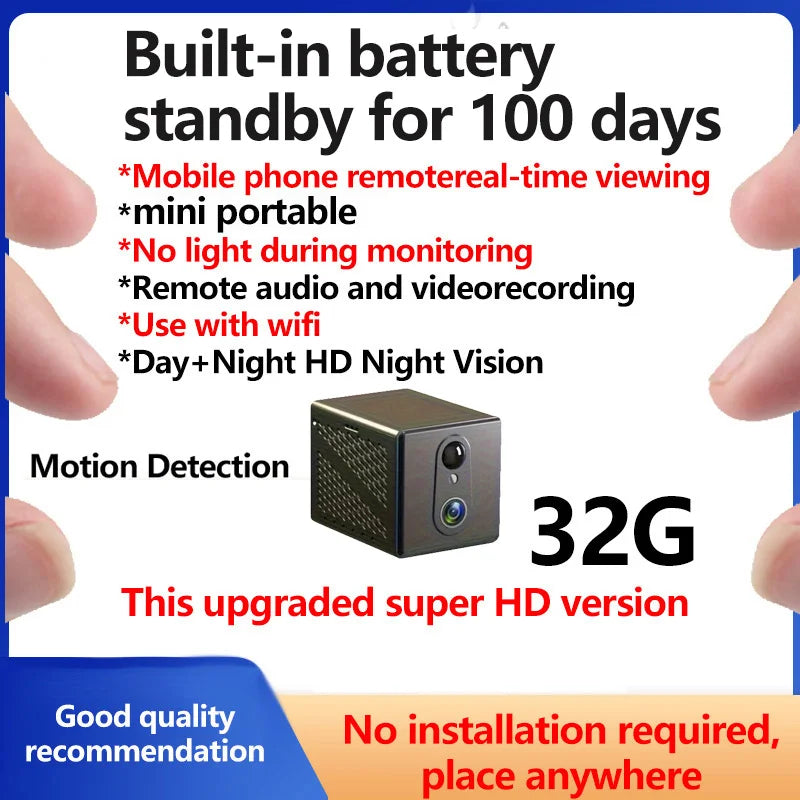 Q Brand Ultra-High Definition Small Camera Wireless Monitor Home Wifi Remote Mobile Phone 360-Degree Panoramic Mini Photography Indoor Home Connected Plug-In-Free Cat Eye Non-Micro Non-Invisible Non-Hidden