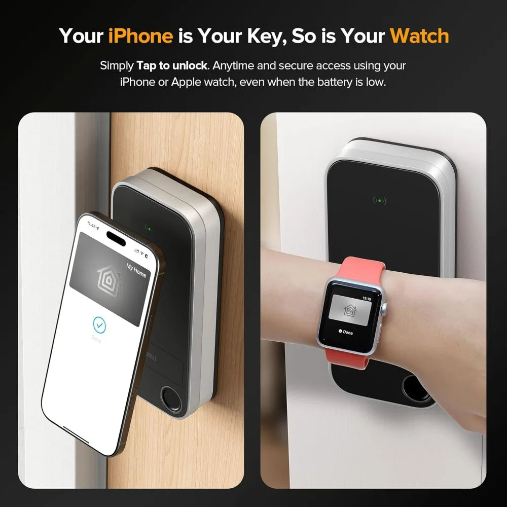 X1 Apple Home Key Tap to Unlock, Smart Keyless Entry Door Lock with Fingerprint, Touch Keypad Deadbolt Lock Works with HomeKit O