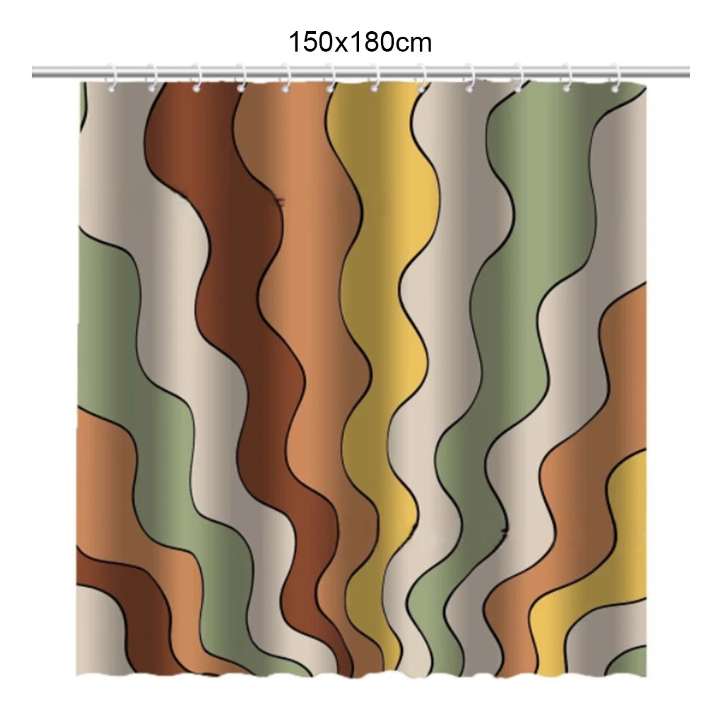 Non -through Shower Curtain - Waterproof Coating Extra Thick Fine Texture Polyester Made Bathroom 150x180cm
