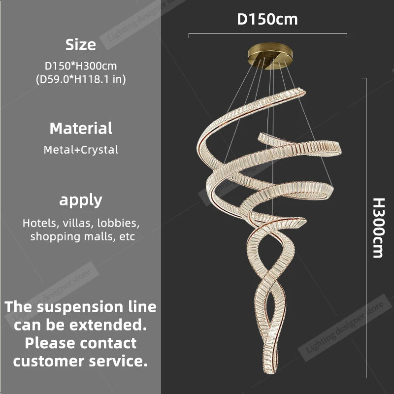 Nordic Simple Living Room Pendant Light High Quality Lobby Crystal Chandeliers Duplex Loft Hanging Lamp Villa Hall Chandelier