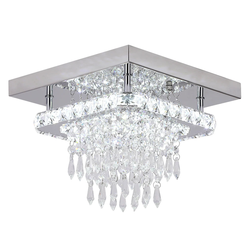 Ceiling Lamp Led Modern Chandelier Pendant Light Drop Crystal Square Design Living Dining Room Home Decor Indoor Hanging Fixture