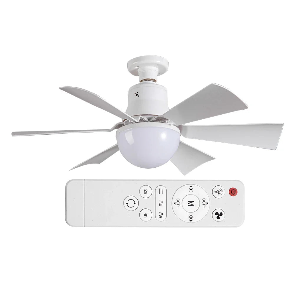 Ceiling Fan Light LED 30W Simple Lights with E27 Remote Control Timing Light Bulb for Home Living Room Decorative Fan Lighting