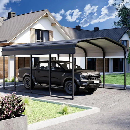 Metal Carport 12×20 Car Port, Outdoor Storage Heavy Duty Metal Canopy Multi-Use Garage Shed for Car and Truck