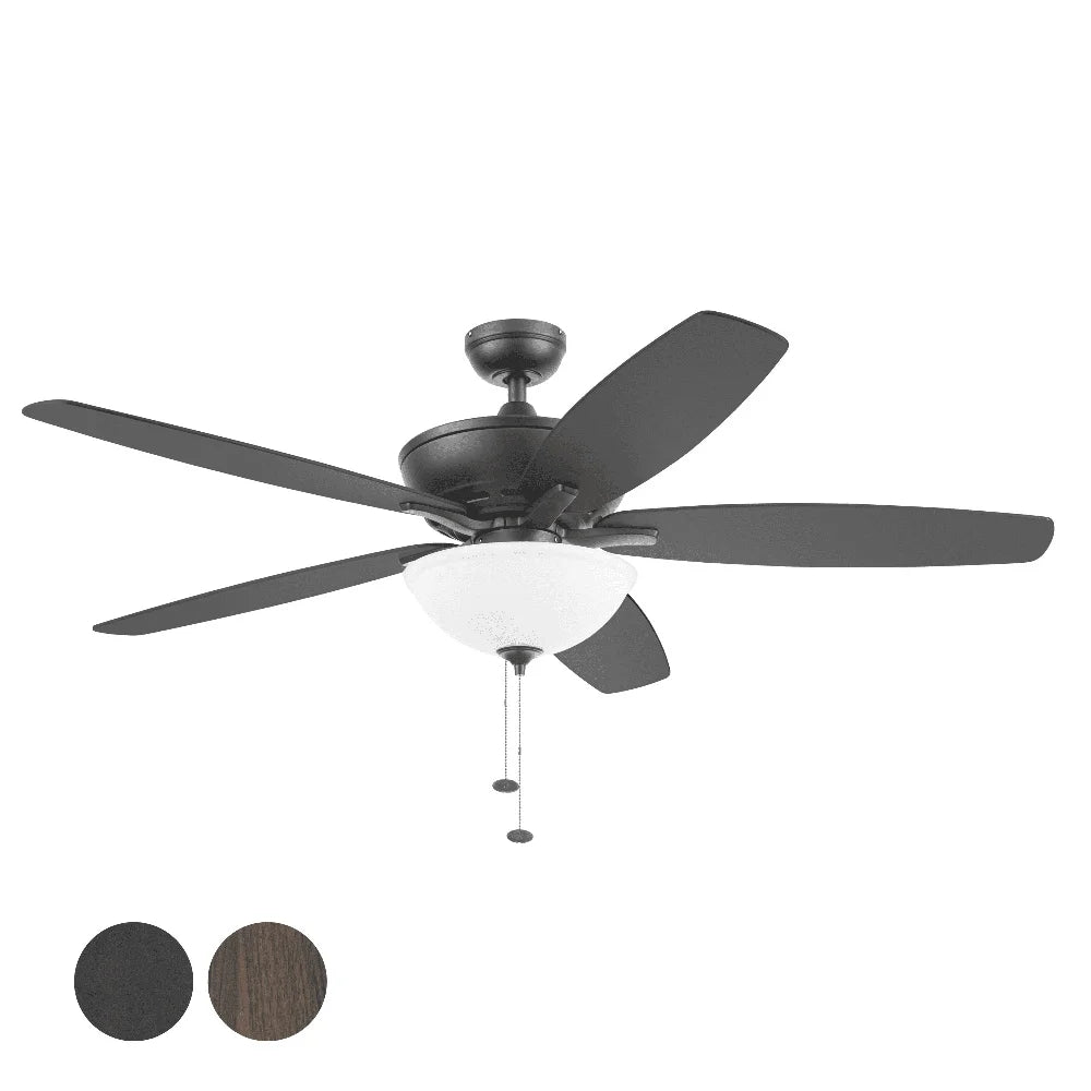 60 Inch Ceiling Fan with Light 5 Blades Reversible Airflow Pull Chain Control Indoor Rooms Energy Efficient LED Lighting
