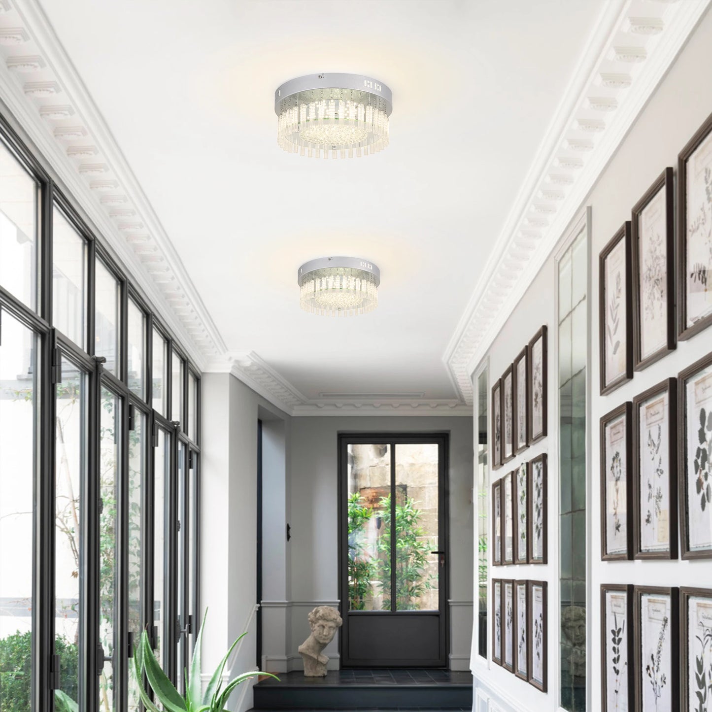 LED Round Crystal Flush Mount Ceiling Illumination Lights Fixtures With led Chips For Foyer Kitchen Island Bedroom