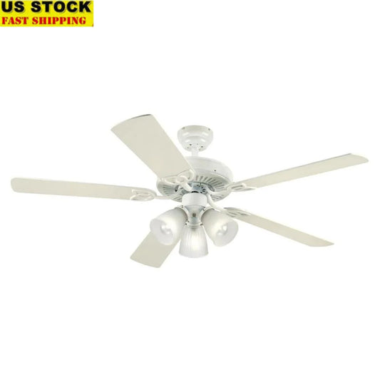 Vintage Indoor Ceiling Fan Dimmable LED Bulbs Energy Efficient Light Kit Reversible Blades Powerful Air Movement Quiet Operation
