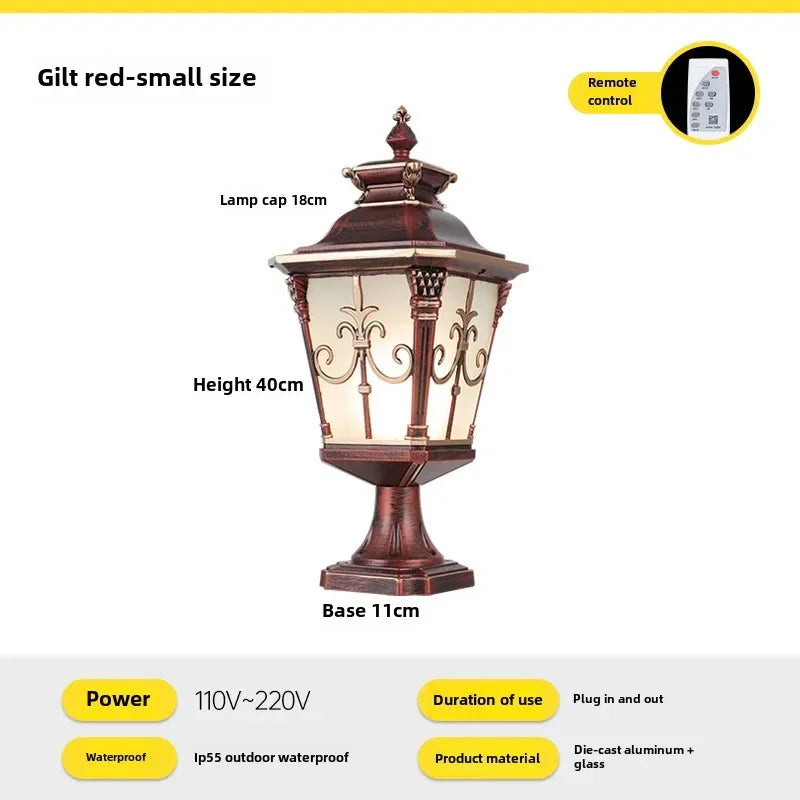 Vintage Pillar Lamp Outdoor Garden Light Led Bollard Luminaire Yard Patio Street Lights Waterproof Black Bronze 110V 220V