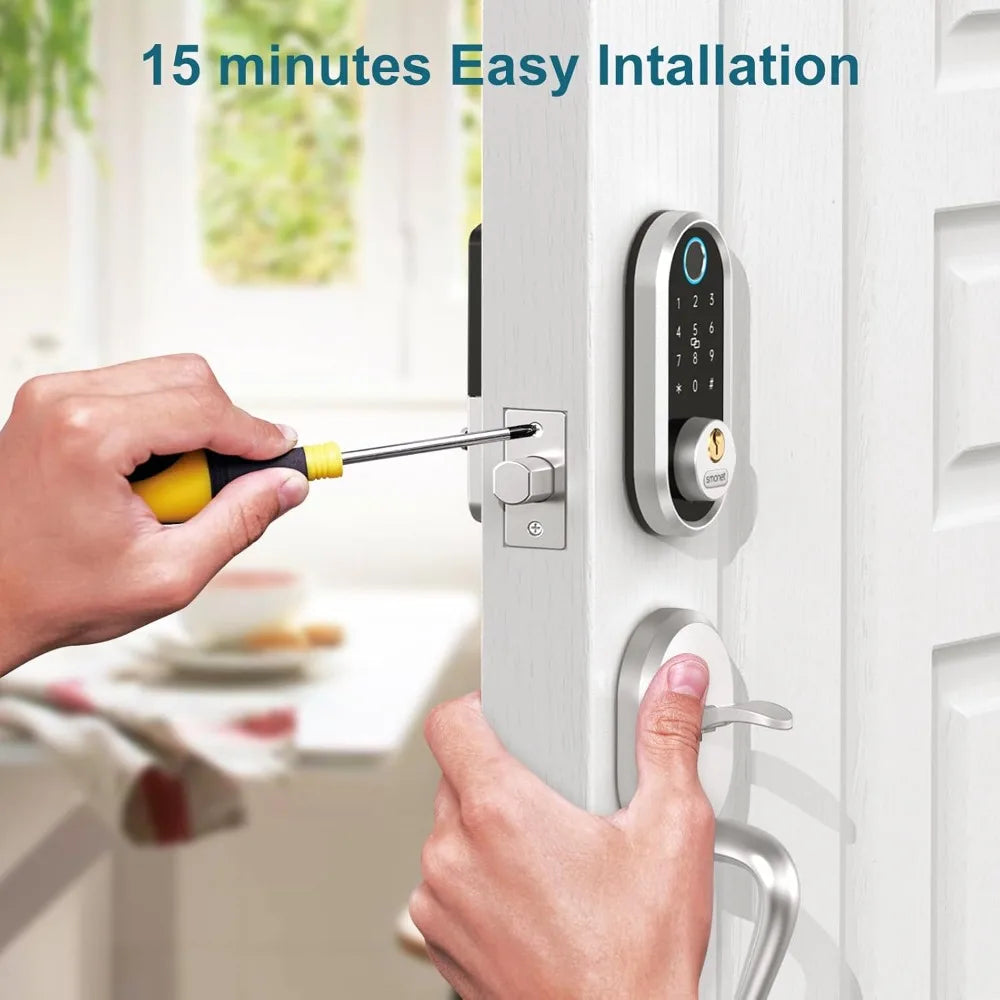 Keypad Smart Door Lock - Fingerprint Keyless Entry Door Lock, Electronic Touchscreen Deadbolt for Front Door, App Remote Control