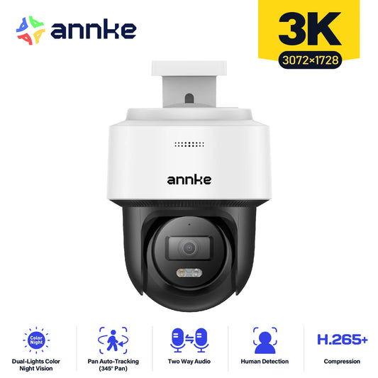 ANNKE CPT500 - 3K Mini PT Speed Dome PoE Security Camera, Smart Dual Light Night Vision Human Detection Two-Way Audio