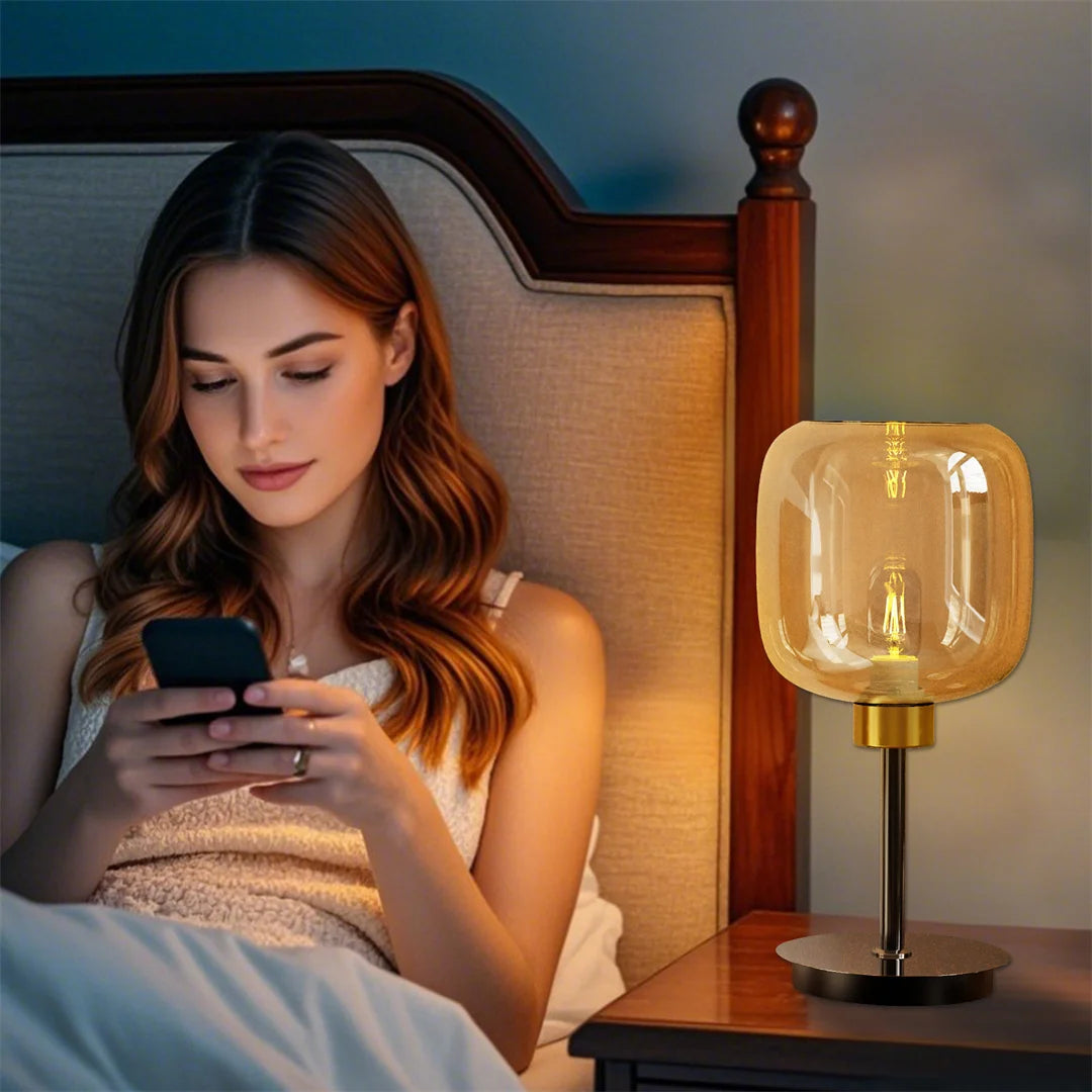Vrygle Vintage Bedside Table Lamp Nightstand Desk Lamp Eye-protection Reading Light for Living Room,Offices