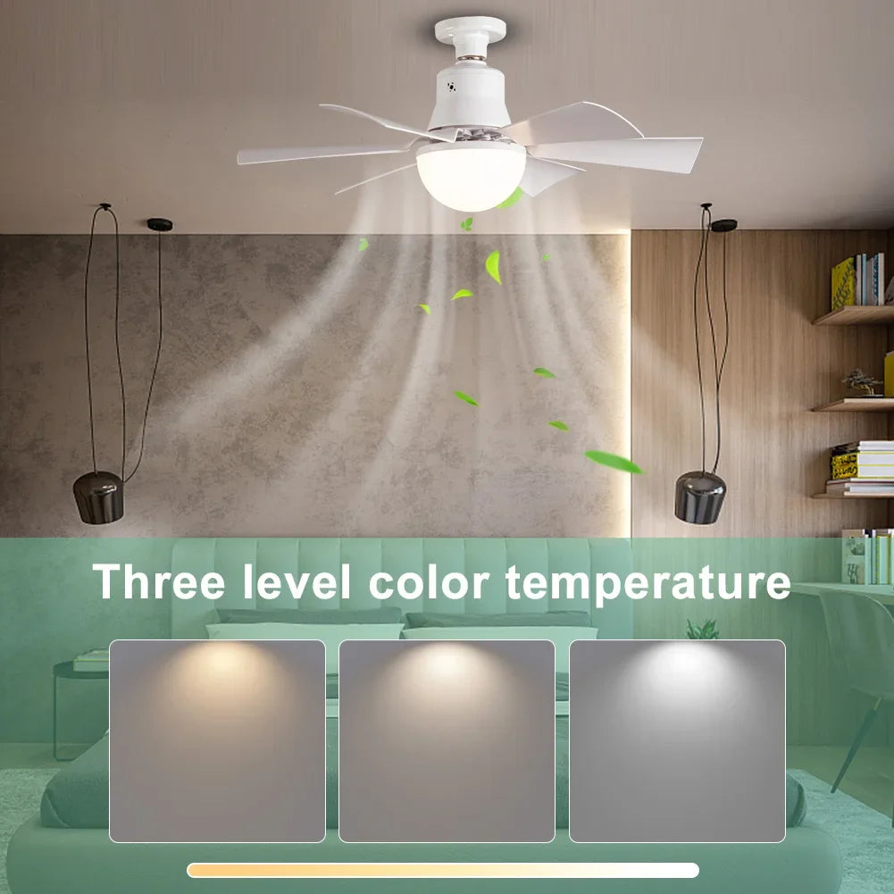 Ceiling Fan Light LED 30W Simple Lights with E27 Remote Control Timing Light Bulb for Home Living Room Decorative Fan Lighting