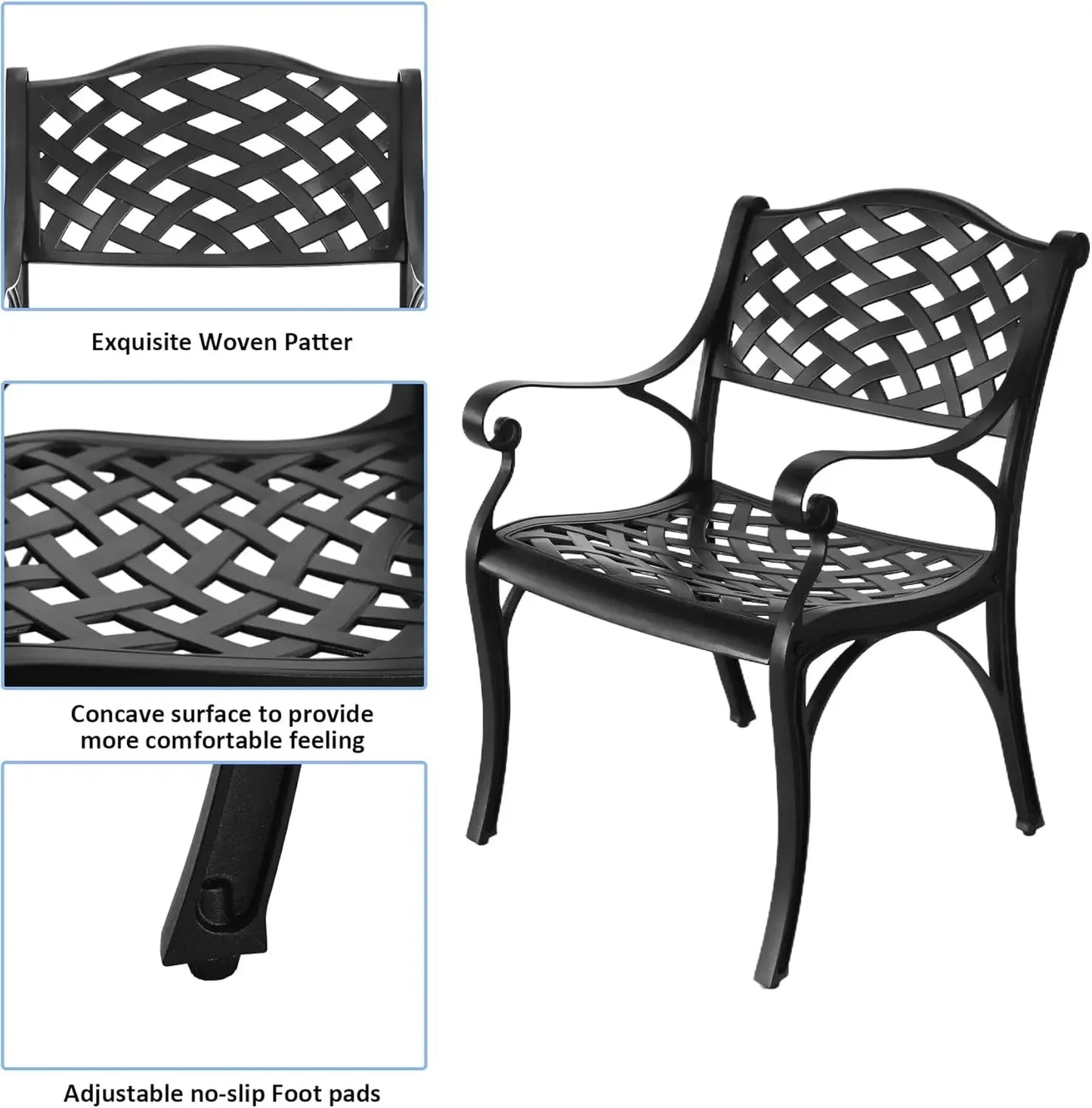 Cast Aluminum Outdoor Dining Set 5 Piece, Patio Dining Table and Chairs Set of 4, Garden Metal Conversation Table Set