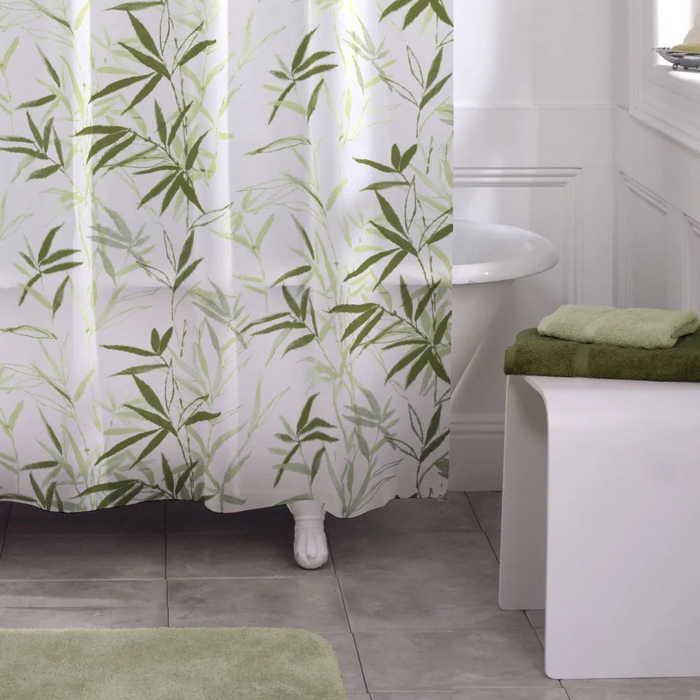 Waterproof PEVA Shower Curtain Bamboo Design 70x72 Inches Odorless Soft Touch Easy Clean Bathroom Tub Decor