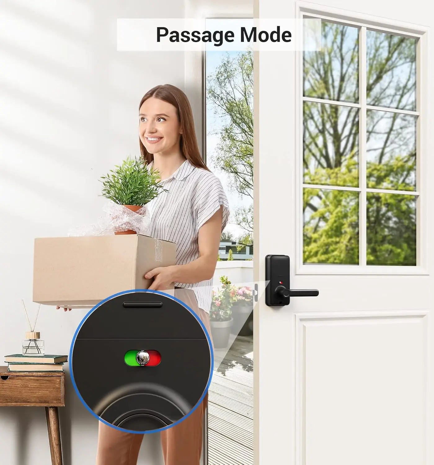 Veise RZ09 Smart Lock, 7-in-1 Keyless Entry with Handle Set, APP Control Fingerprint Deadbolt for Front Door