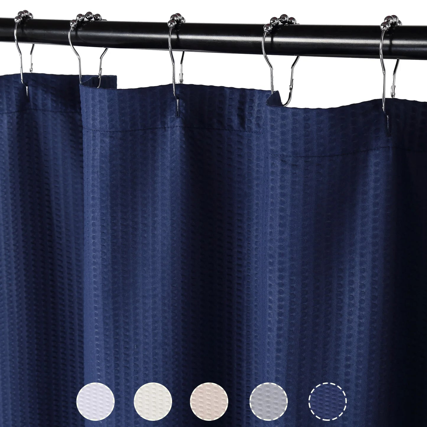 Shower Curtain Soft Microfiber Fabric Shower Curtain or Liner for Bathroom, Bathtub Embossed Pattern Water Repellent 72x72Inches