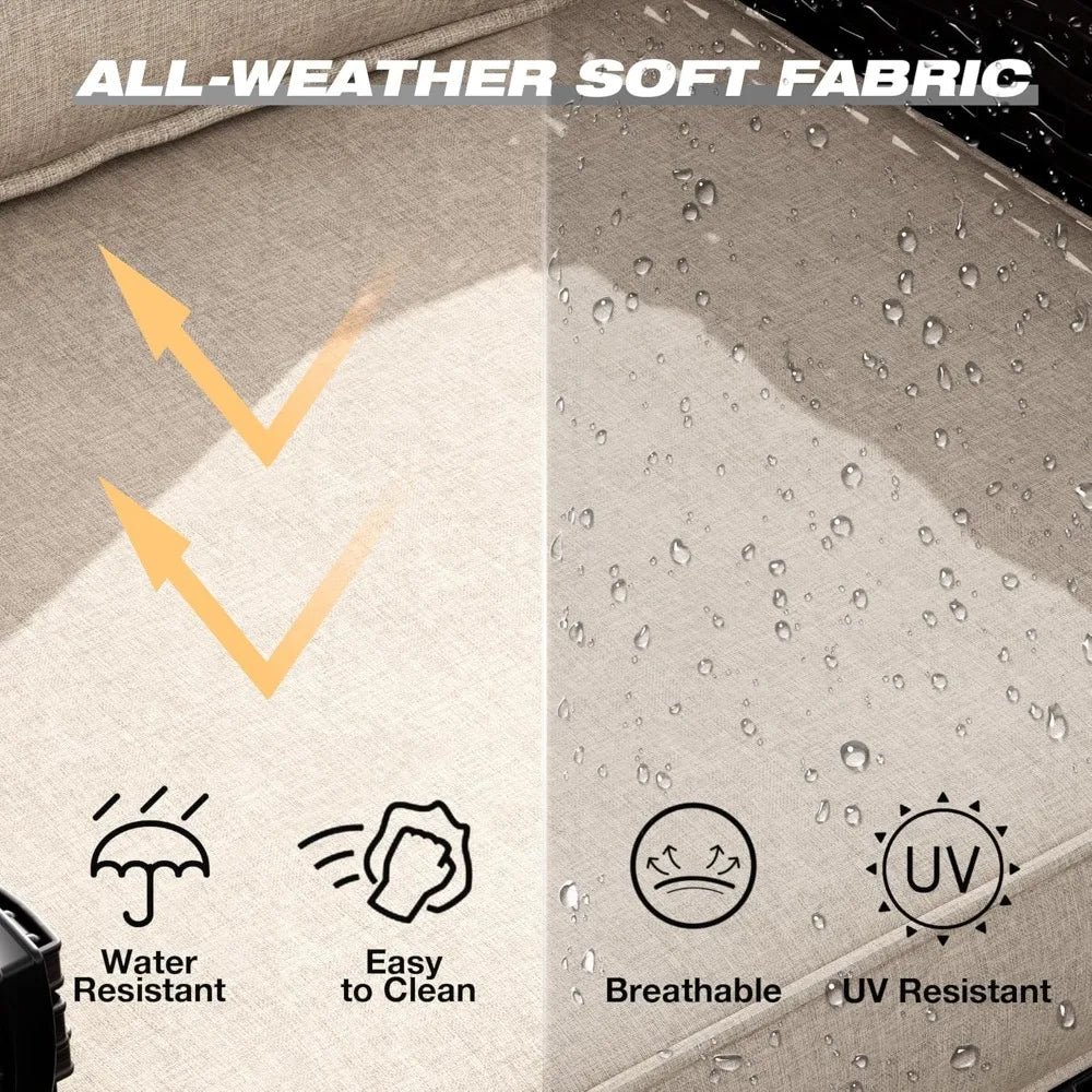 Wicker Patio Furniture Sets, 5 Pieces Upgraded Large Size Outdoor Furniture with Swivel Rocking Patio Chairs