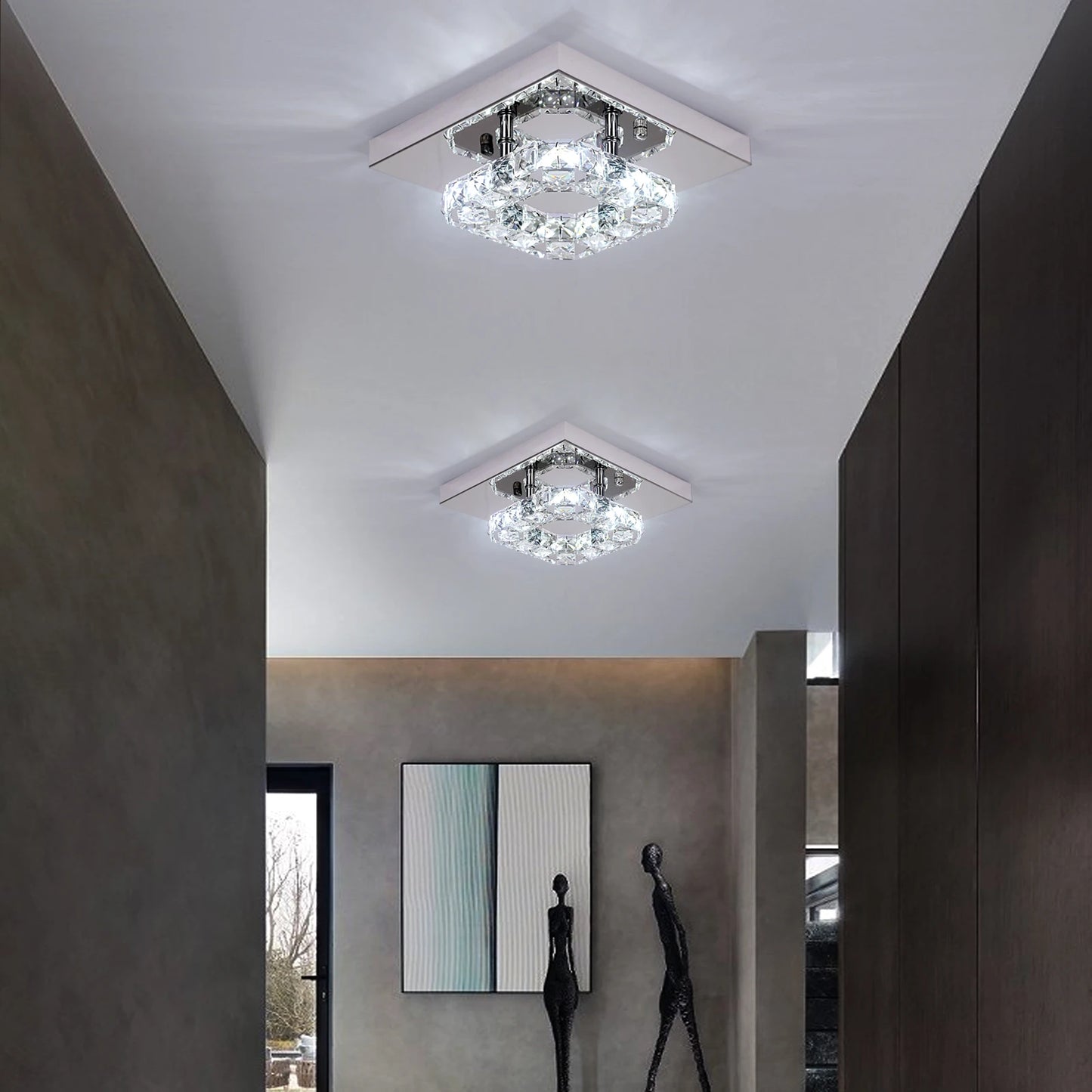Modern K9 Crystal Ceiling Lamp Decorative Bedroom Led Chandelier Corridor Pendant Lights Indoor Lighting Fixture Living Room