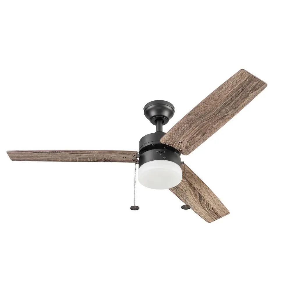 48 Inch Bronze Indoor Ceiling Fan with Light Pull Chains Reversible Blades Quiet Performance Energy Saving Modern Design Ideal