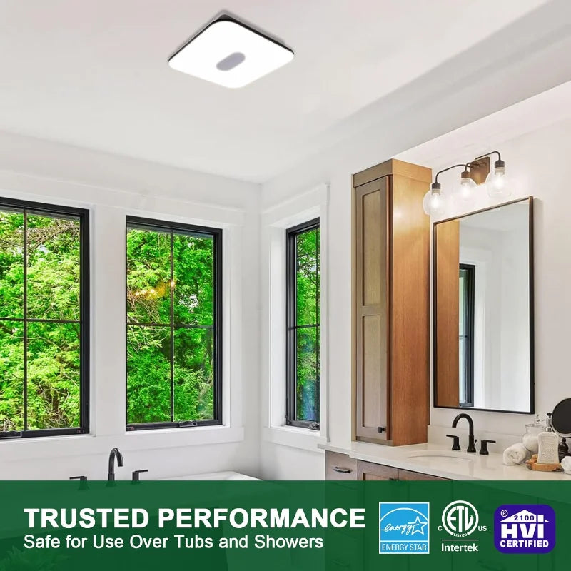 Akicon Bathroom Exhaust Fan with Light, 15W Dimmable 3CCT LED Light with 5W Night Light Bathroom Fans for Ceiling, 90 CFM