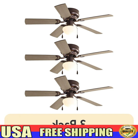 44 Inch Hugger Ceiling Fan with Light Kit 5 Reversible Blades Quiet 3 Speed Motor Indoor Use