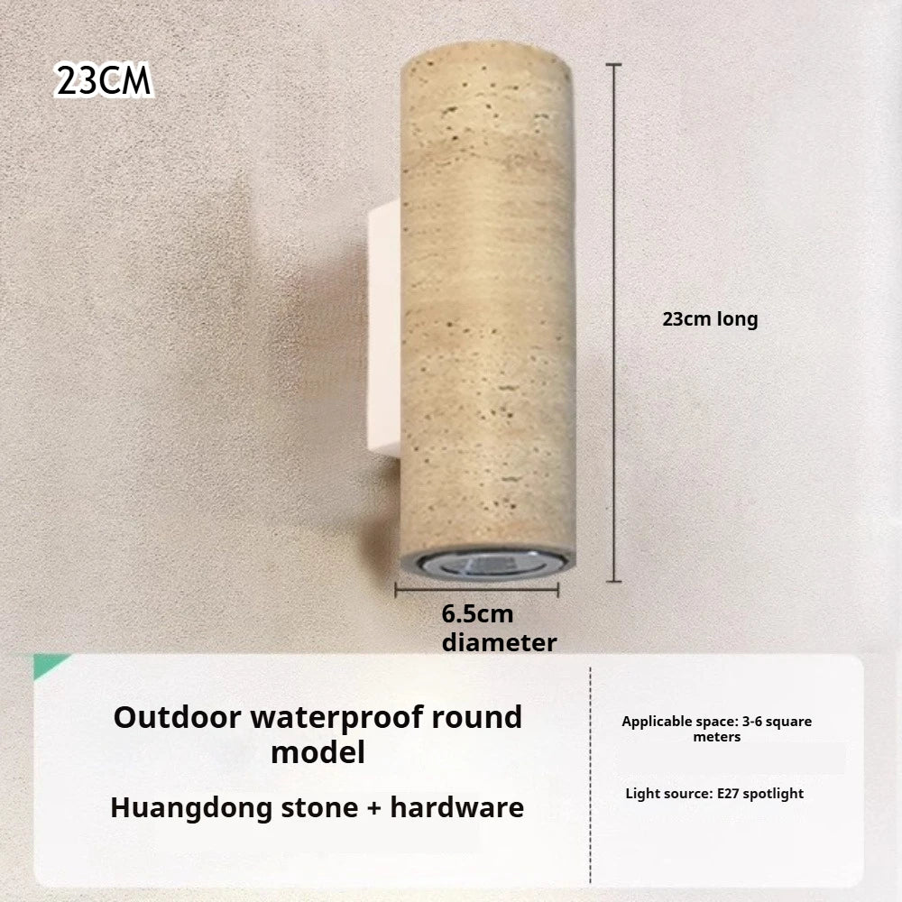 Wabi Sabi Guesthouse Courtyard Villa Outdoor Waterproof Yellow Cave Stone Wall Lights Dining Room Balcony Travertine Wall Lamps