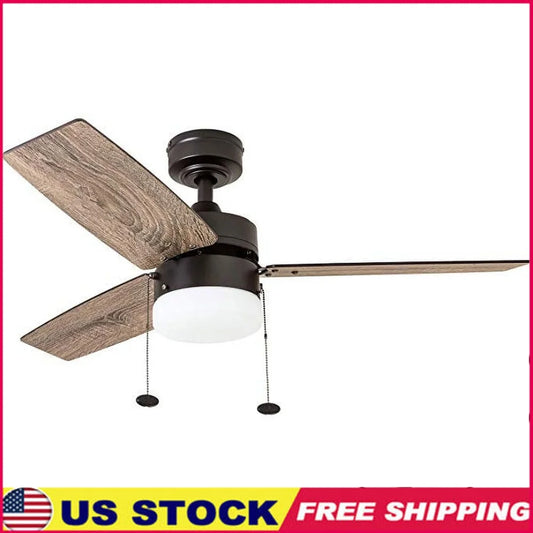 42 Inch Modern Ceiling Fan with LED Light Kit Quiet Reversible Motor 3 Blades Dual Finish Blades Small Rooms
