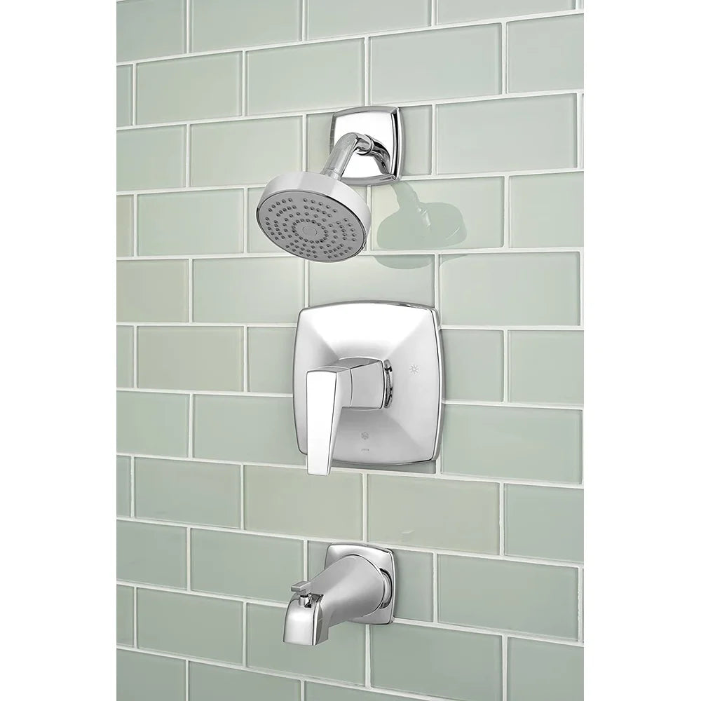 Sleek Polished Chrome Tub Shower Trim Valve Pressure Balance Temperature Control Modern Design 1-Handle Faucet Interior Use