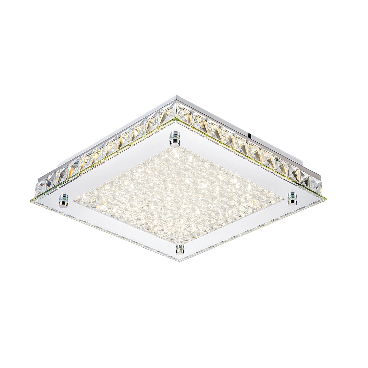 Flush Mount Ceiling Light Dimmable 4000K LED Crystal Light Fixtures Ceiling Mount 11in Bedroom Lights for Ceiling