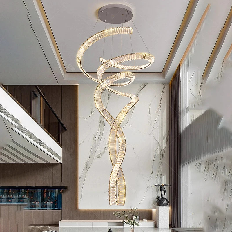 Modern home decoration crystal chandelier, stair Pendant lamp, living room Pendant lights, interior lighting