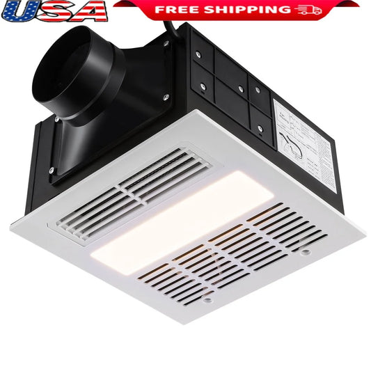 Bathroom Vent Fan 1500W Heater 110 CFM Quiet Efficient Ceiling Mount LED Light Easy Install Bathroom Kitchen Gym Laundry