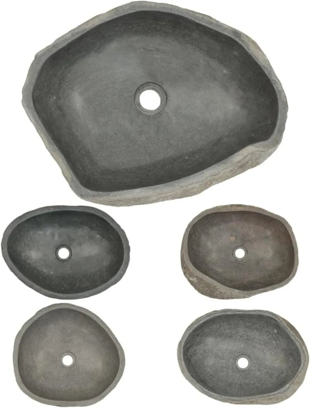 Bathroom Vessel Sink Handmade Basin River Stone Wash Basin Sink Above Counter Oval Washbowl Furniture, 17.7"-20.9"(B) -AA
