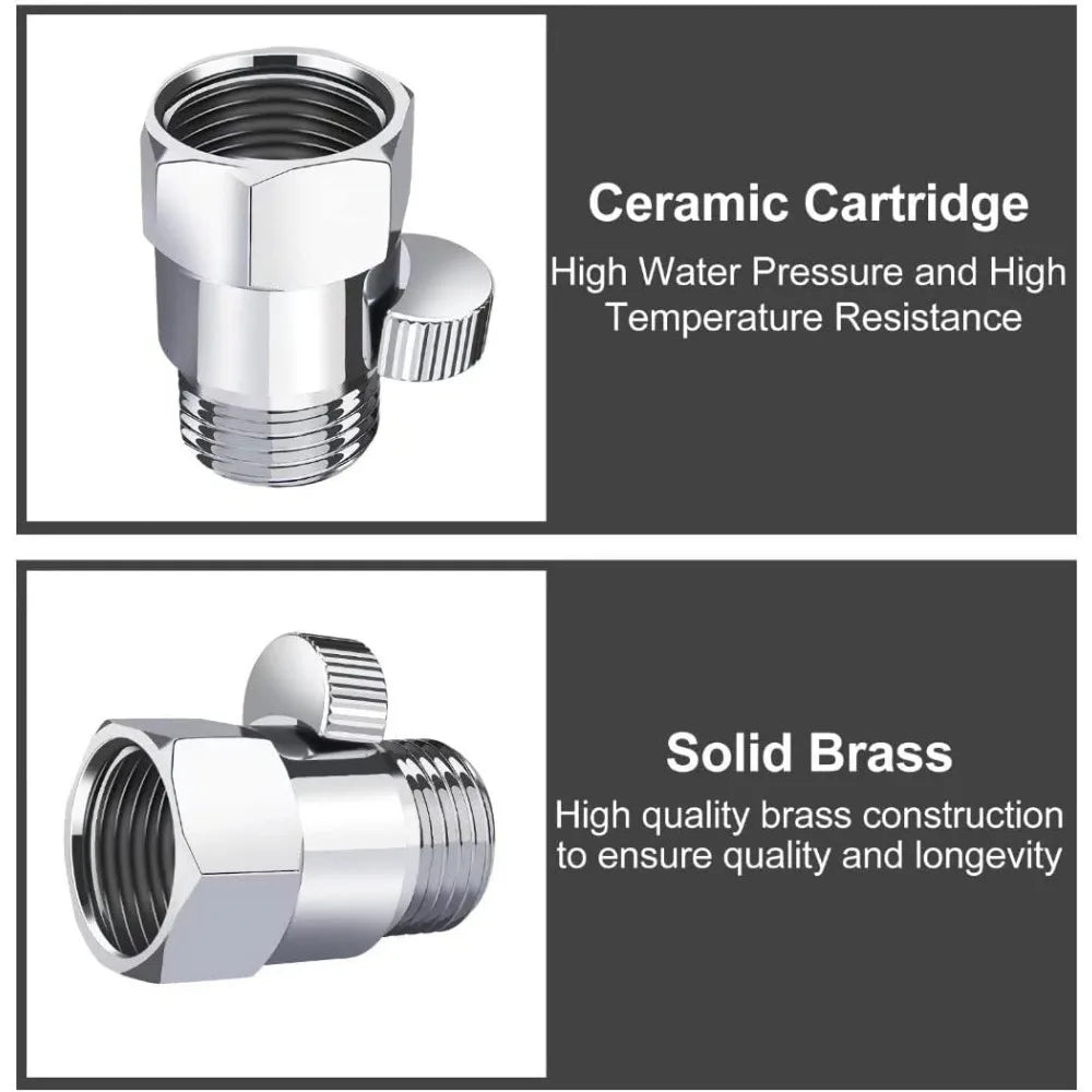 Brass Shower Flow Control Valve - Female/Male, Water Flow Regulator for Handheld Shower/Bidet Sprayer with Lever Handle