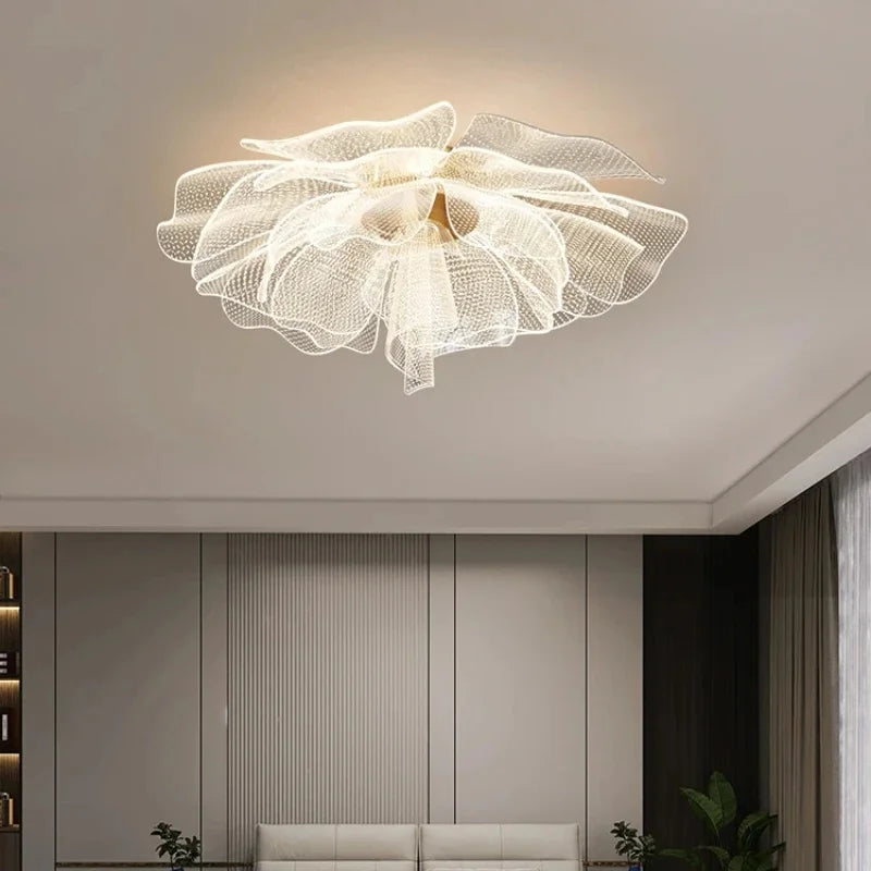 Simple Luxurious LED Ceiling Light Flower Design Acrylic Lamp Study Bedroom Entrance Hallway Light Interior Gold Luxury Lighting
