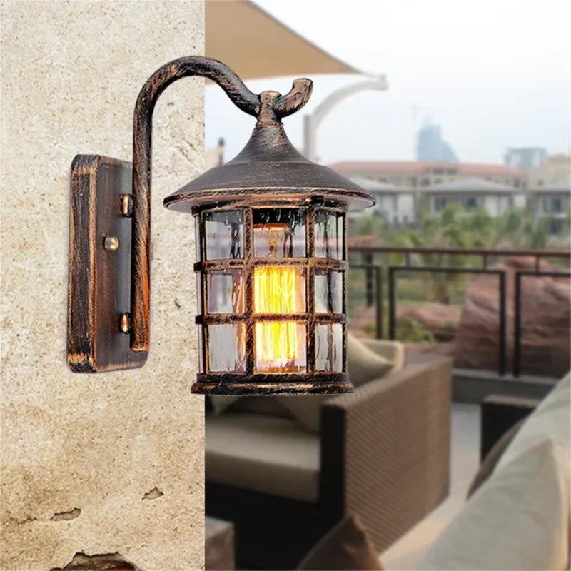 WPD Outdoor Wall Lamps Retro Bronze LED Light Sconces Classical Waterproof for Home Balcony Villa Decoration