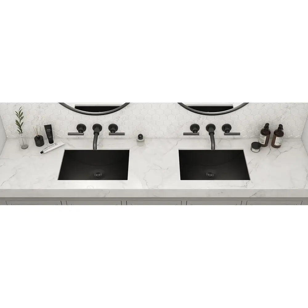 Gunmetal Black Matte Stainless Steel Undermount Bathroom Sink 16x11 Inch Bowl Commercial-Grade Brushed Finish with Sound-Proof