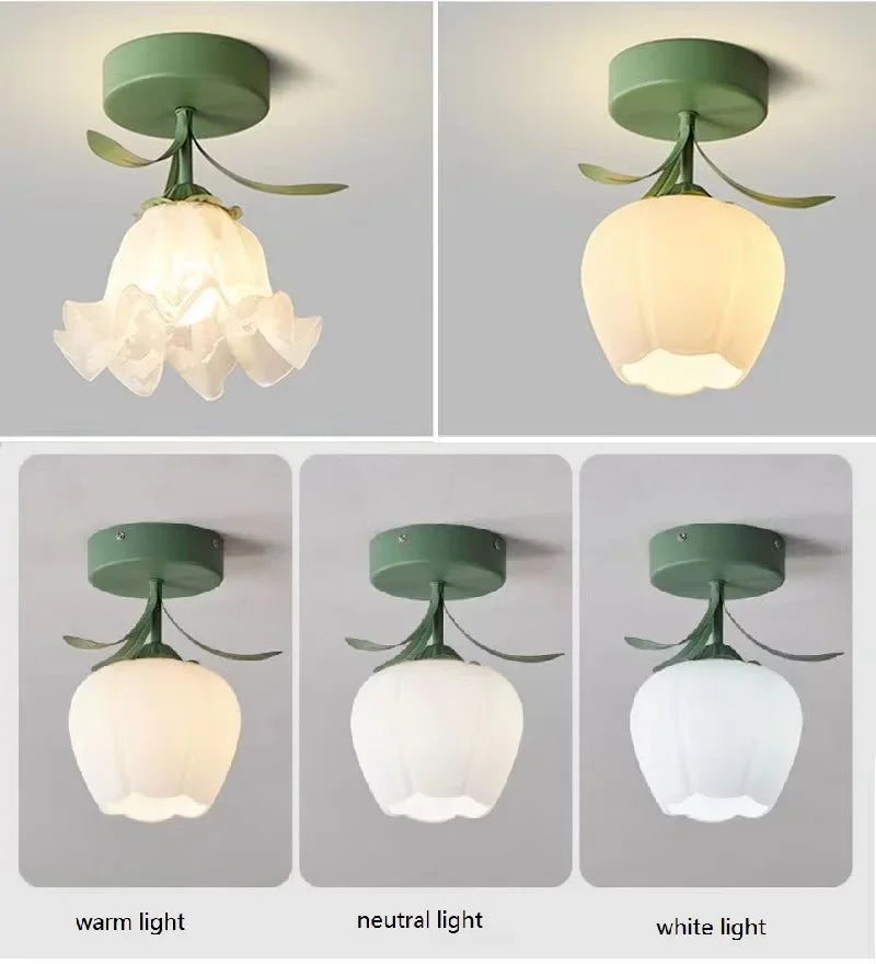 French Style Minimalist Modern Flower Ceiling Light Balcony Foyer Dressing Room Balcony Indoor Decoration