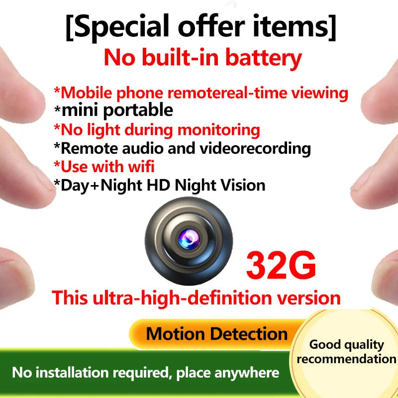 Q Brand Ultra-High Definition Small Camera Wireless Monitor Home Wifi Remote Mobile Phone 360-Degree Panoramic Mini Photography Indoor Home Connected Plug-In-Free Cat Eye Non-Micro Non-Invisible Non-Hidden