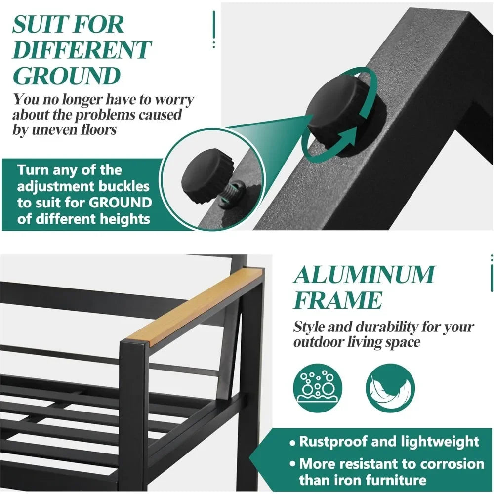 4-Piece Patio Furniture Set, Outdoor Aluminum Conversation Sofa Sets with Coffee Table & Cushions Chairs - Perfect for Garden