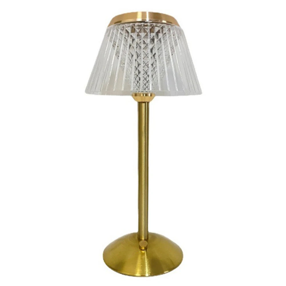 Crystal Table Lamp Metal Base 3 Color Modes Eye Protection Night Light Rechargeable Touch Control Hotel Restaurant Crystal Light