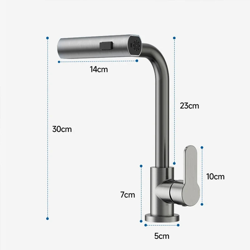 Black Kitchen Faucet 360 Degree Rotation Hot And Cold Wash Basin Tap With Pull Down Sprayer Single Handle Single Lever