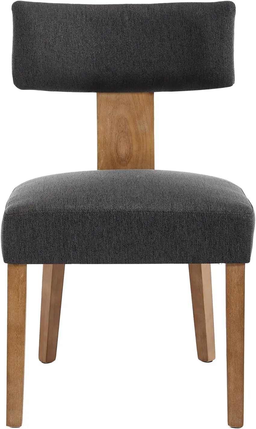 Modern Dining Chairs Set of 6, Farmhouse Linen Fabric Dining Room Chairs Modern Wood Chair for Living Room, Grey
