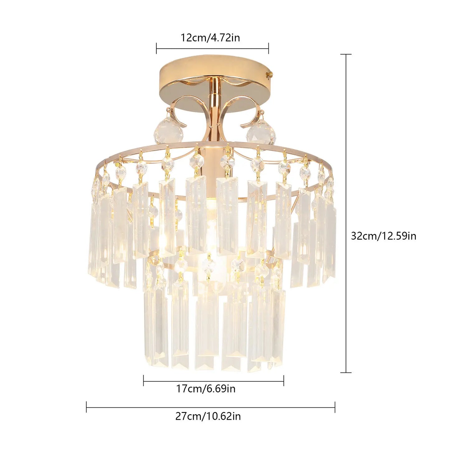 110V Modern Crystal Ceiling Light Fixture Pendant Lamp Chandelier Lighting 270mm
