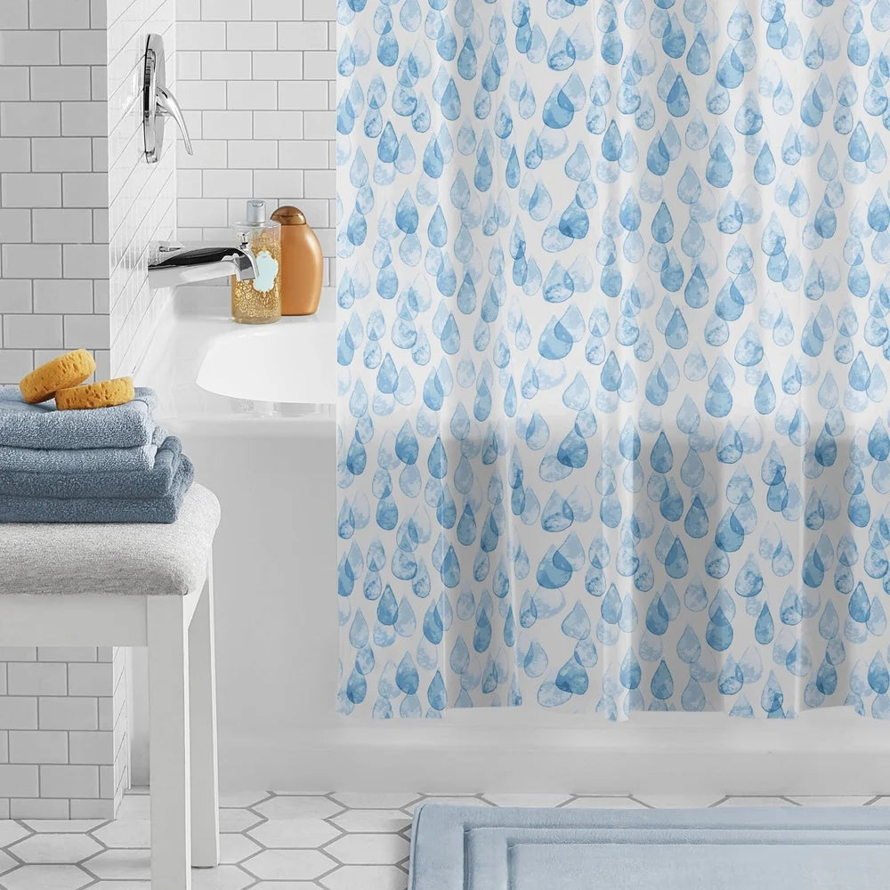Eco-friendly Waterproof Shower Curtain Set 13 Pieces Recycled PEVA with 12 Roller Hooks Odor-free Chloride-free Easy Clean