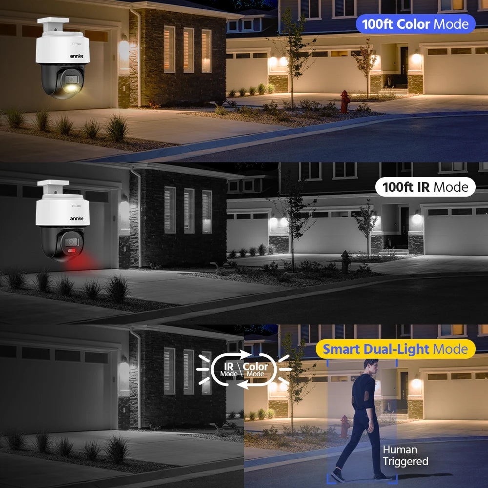 ANNKE CPT500 - 3K Mini PT Speed Dome PoE Security Camera, Smart Dual Light Night Vision Human Detection Two-Way Audio