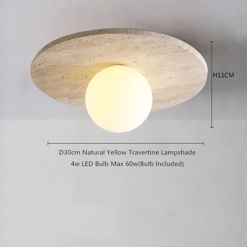 IWHD Nordic Modern Ceiling Lamp Wood Yellow Travertine LED Ceiling Light For Home Decoration Aisle Stair Bar Lámparas Para Techo