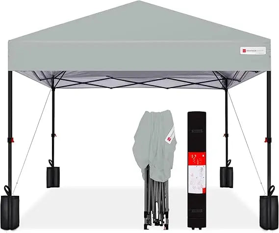 12x12ft 1-Person Setup Pop Up Canopy Tent Instant Portable Shelter w/ 1-Button Push, Case, 4 Weight Bags - Navy Blue