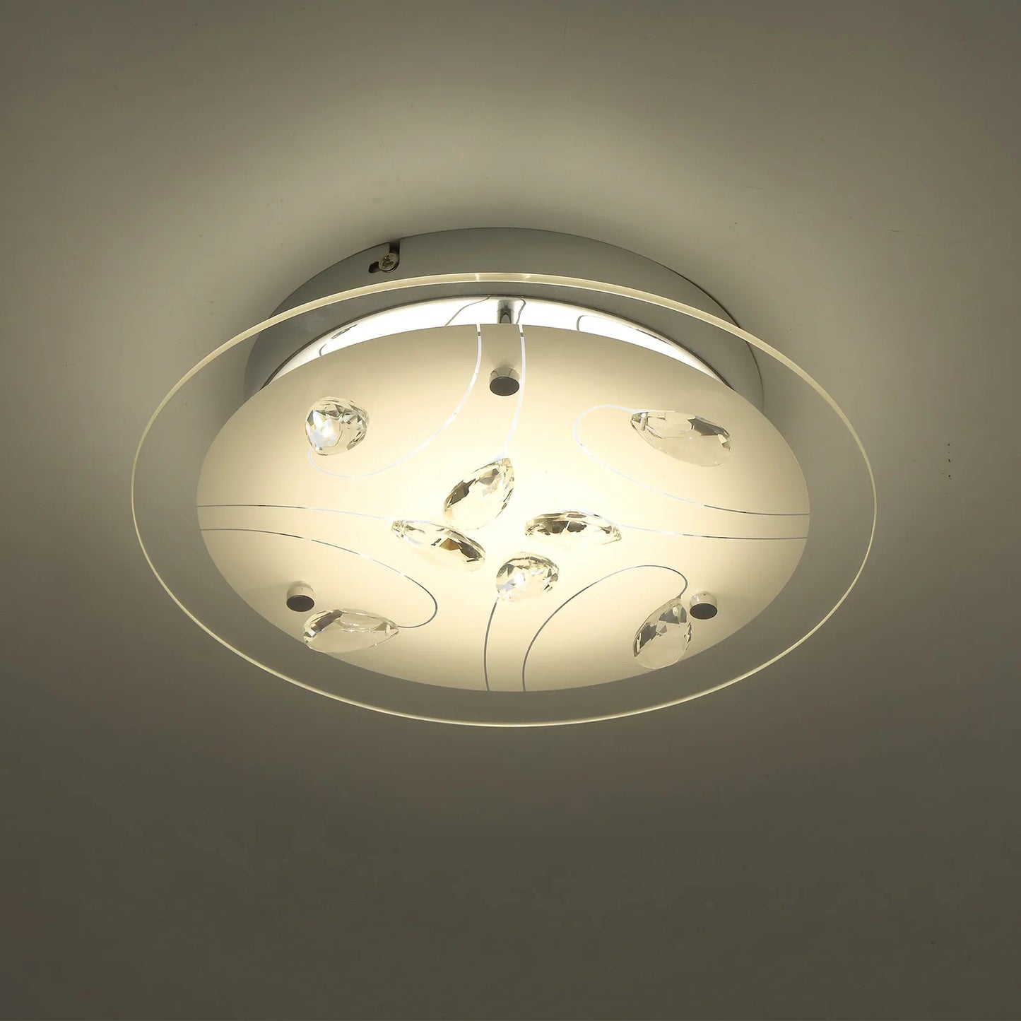 Round Flush Mount Lighting Bathroom Light Fixtures Ceiling Mount 11in Dimmable Ceiling Light for Bedroom Hallway 4000K