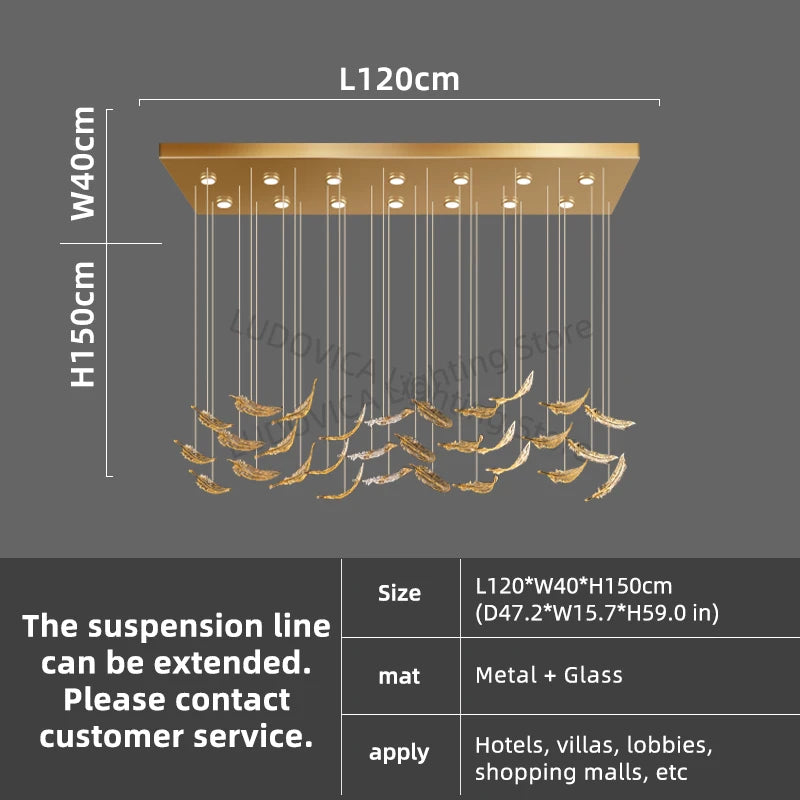 Modern Chandelier luxury villa Staircase LED Hanging Lights Hotel lobby Wedding Decoration Banquet Hall Customable Pendant Light