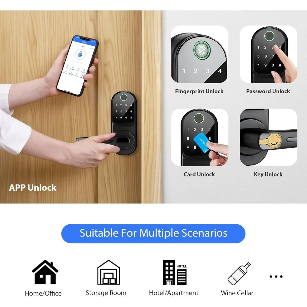 Fingerprint Door Lock TTLock Smart Lock Biometric Door Lock with Fingerprint,Free App,Share Ekey and IC Card Keyless Entry with