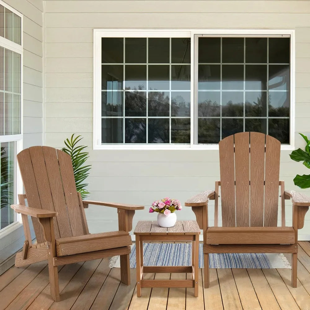 Folding All-Weather Adirondack Chairs Set of 4, 400 lbs Support, Fire Pit Chairs, Outdoor Adirondack Chair, Plastic Chair, for B